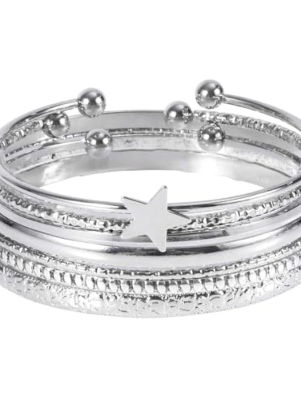 6pc Zinc Alloy Bangle Cuff Bracelet Set Stackable Minimalist Jewelry Gift